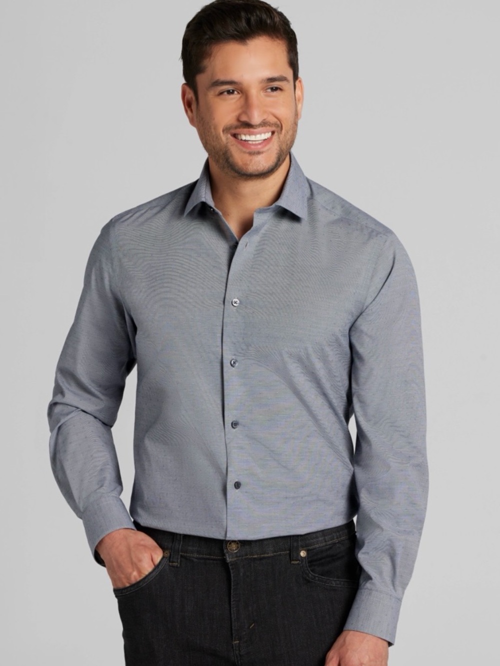 Marc Anthony Men's Dress Shirt in Steel Blue Neck 17.5